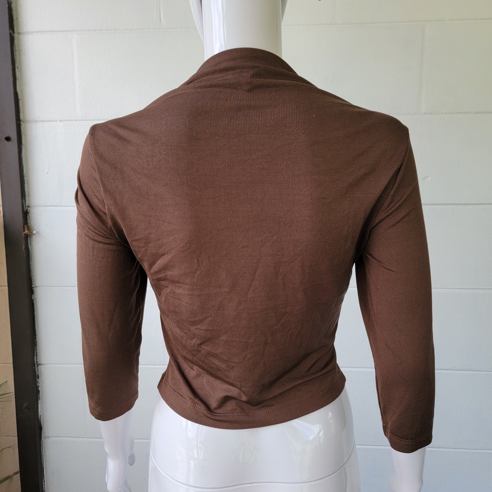 Vintage 90s 2much LA Bolero Layered Top Brown Women's M Y2K Minimalist Indie - Picture 3 of 7